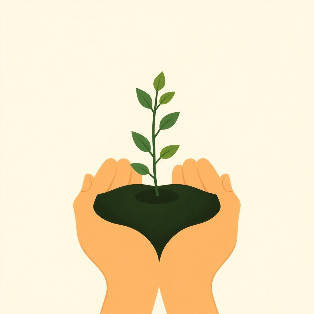 A young sapling growing from cupped hands